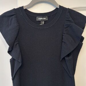 Express Black Ruffle Sweater Sleeve Top NWT SIZE M
